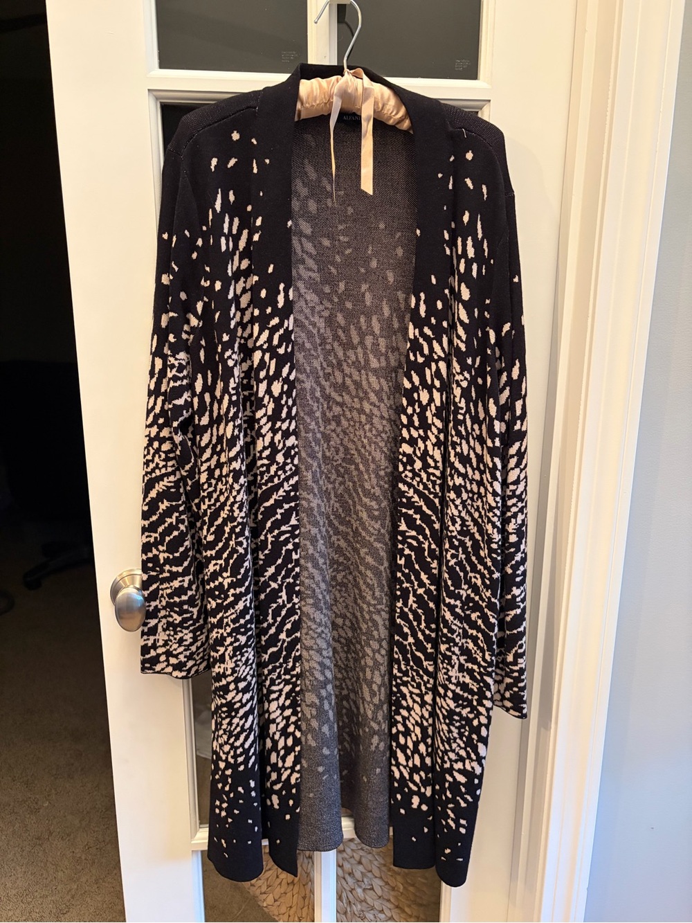 Alfani Black and Cream Open-Front Longline Cardigan